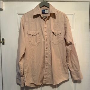 VTG Wrangler Men's Casual Button Down Shirt - Light Tan